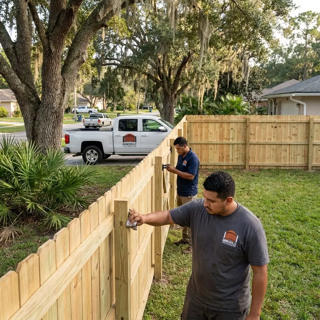 Gainesville Fence Contractors - new wood privacy fence installed in Gainesville, FL