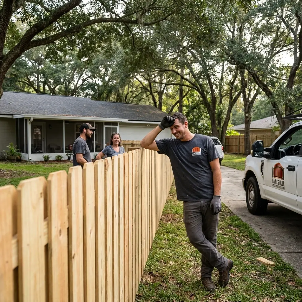 Gainesville Fence Contractors - finished backyard wood fence in Gainesville, FL