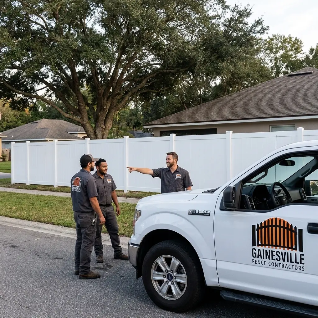 Gainesville Fence Contractors white vinyl fence installation